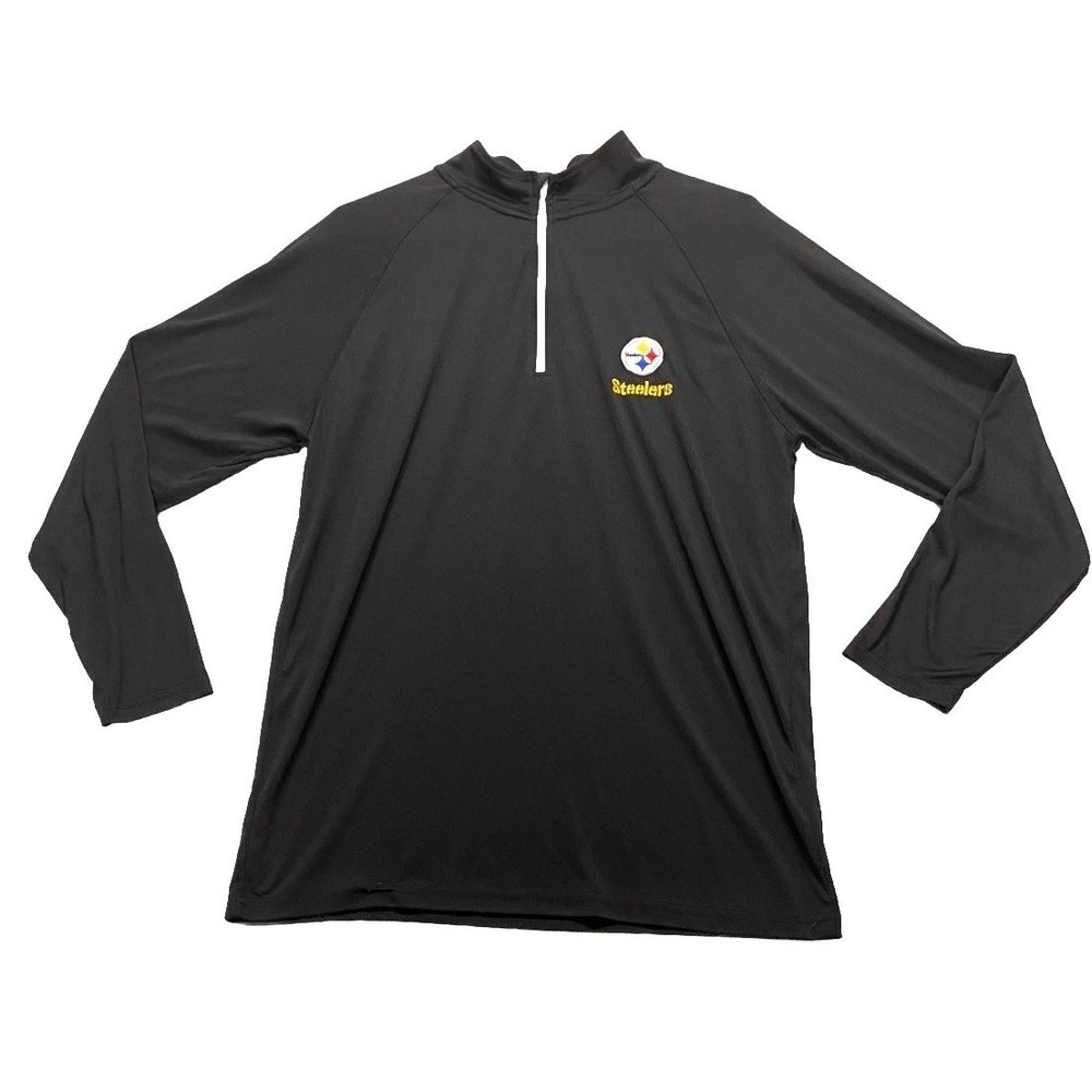 Pittsburgh Steelers NFL Football Quarter-Zip Pullover Mens M Antigua Black Gold